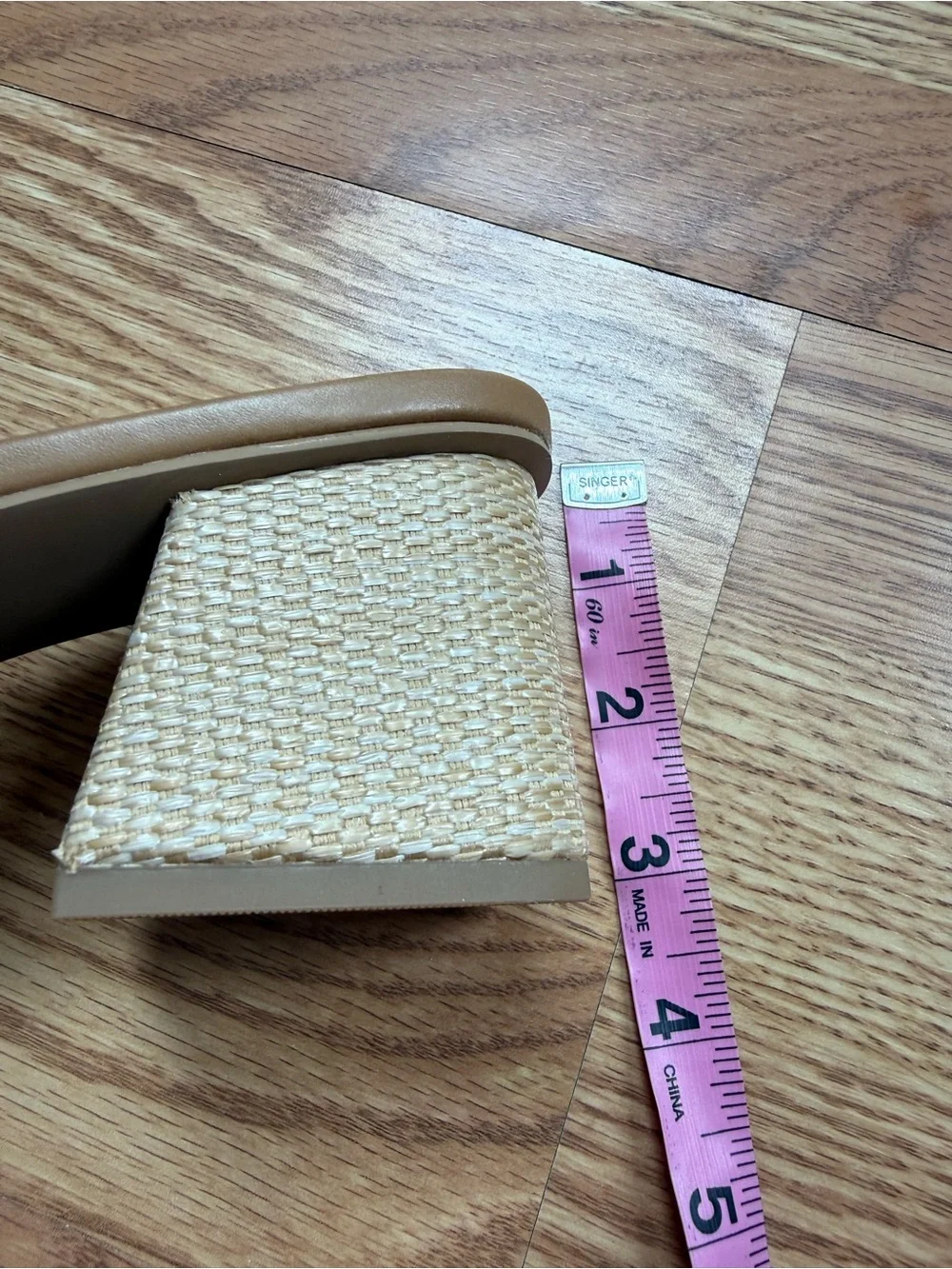 NWT A New Day Tan Raffia Rhinestone Buckle Block Heel Mules Size 10